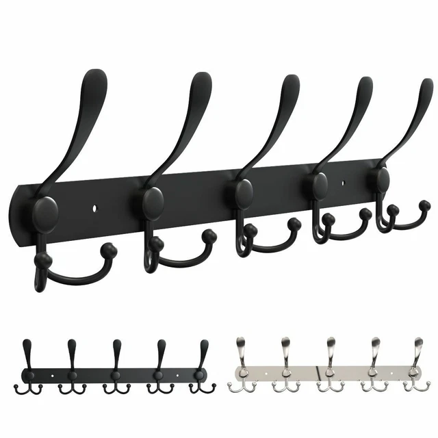 Stainless Steel 15 Hooks Coat Robe Hat Clothes Wall Mount Hanger Towel Rack 2023