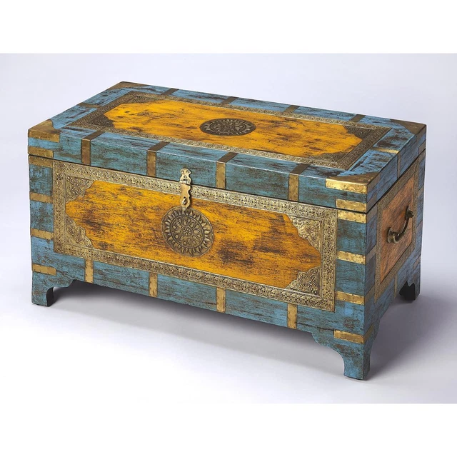 Nador Painted Brass Inlay 32 X 18 inch Artifacts Cocktail Table