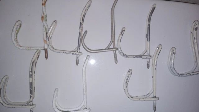 Vintage Chippy Cottage Core  Farmhouse  Granny Hooks Salvage Hardware Lot of 8