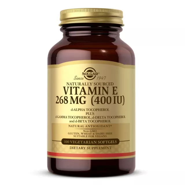 Solgar vitamina E 268 mg (400 UI) vegano, aclaramiento para expiración 08/2024