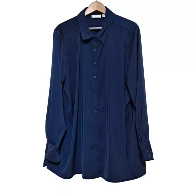 Susan Graver Shirt Woman XL Button Tunic Side Slits Lightweight Comfort Stretch