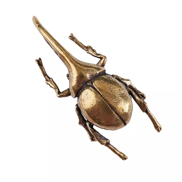 Brass Insect Figure Miniature Bugs Tea Pet Ornament Copper Beetle Sta-EL