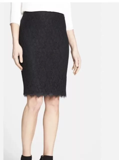 DVF Diane von Furstenberg Scotia Black Lace Pencil Skirt Size 0 $295