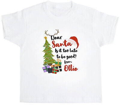 Per Bambini Natale Personalizzata T-shirt Ragazzi Ragazze Babbo Natale T Shirt buona parte superiore dell'elenco