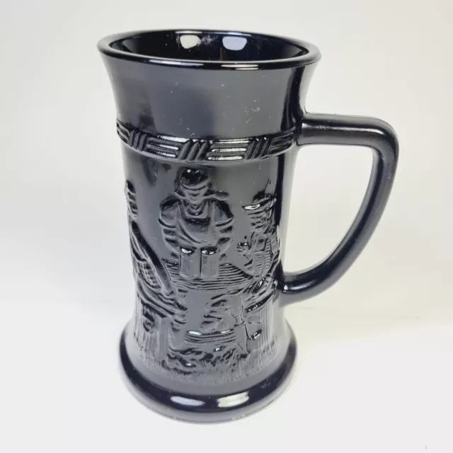 Indiana Black Glass Tiara Tavern German 6" Beer Stein Mug