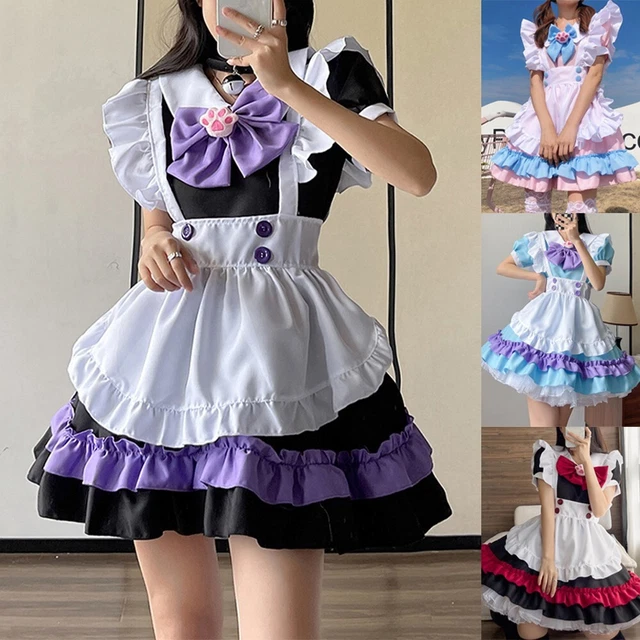 Costume femme anime cosplay doux couches Lolita robe femme de chambre rose bleu