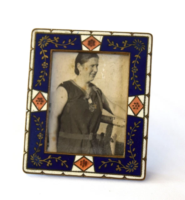 Antique Italian  or French Enamel Champleve Picture Frame