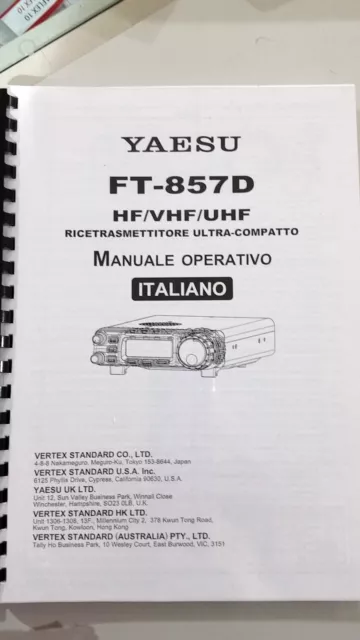 Hand-Aufziehbar IN Italienisch Betriebsanleitung für YAESU FT-857D Original