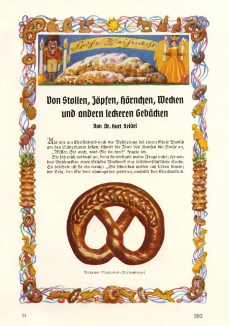 Weihnachten in der Bäckerei Bericht 1936 8 S 70 Abb Stollen Zopf Konditor Gebäck