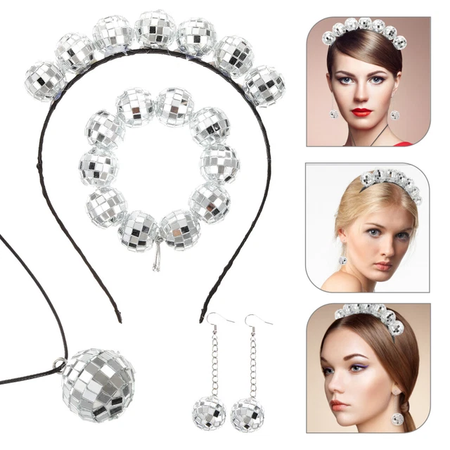 Set Discoteca Anni 70: Orecchini A Sfera Specchiata + Collana + Bracciale – Accessori Feste A Tema E Halloween