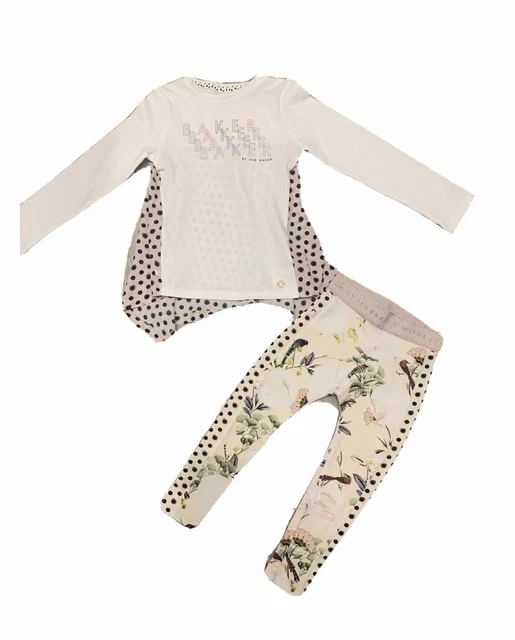 Nuovi leggings top per ragazze TED BAKER set 2 pezzi uccellini floreali età 3-4 2