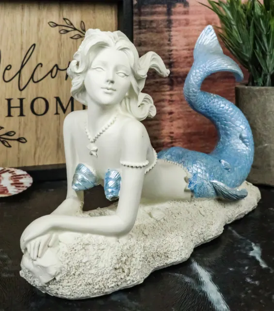 Ebros Ocean Goddess Celeste Blue Tailed Mermaid Statue 8"L Under The Sea