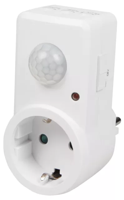 Infrarot Bewegungsmelder Steckdose mit Dämmerungs 120° Sensor Licht LED Lampen