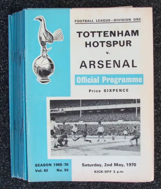 TOTTENHAM HOTSPUR 1969 / 1970 Season - Complete set of home football programmes
