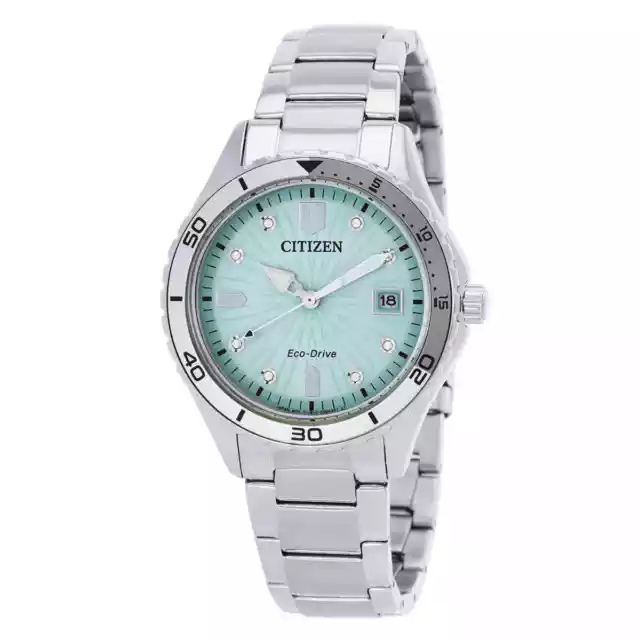 Citizen Marine Lady Crystal Eco-Drive Green Dial Watch FE6170-88L