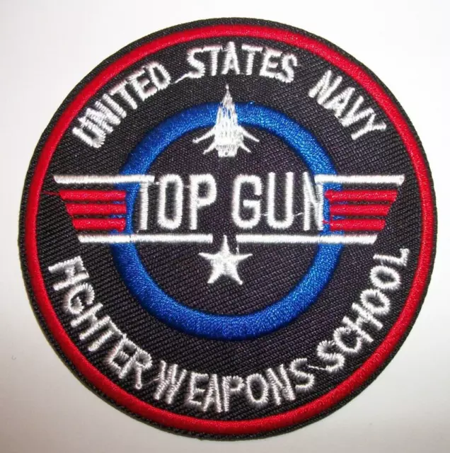 Top Gun~US Navy Pilot~Fighter Weapons School~3 1/2" Round~Iron or Sew On