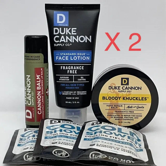 2 x Duke Cannon Winter Survival Lot | Bloody Knuckles Face Lotion Lip Balm