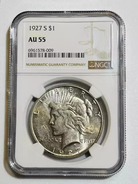 1927 S Peace Dollar NGC AU-55 White!