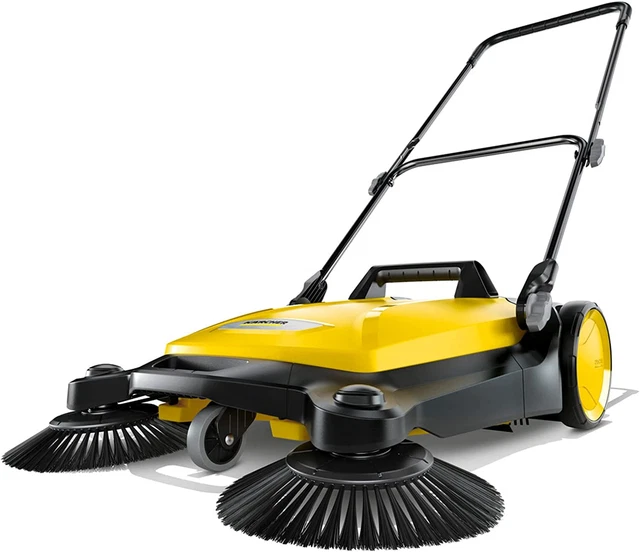 S 4 Twin Walk-Behind Outdoor Hand Push Floor Sweeper - 5.25 Gallon Capacity 26.