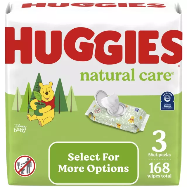 Huggies Natural Care Sensitive Baby Wipes, Unscented, 3 Pack, 168 Total