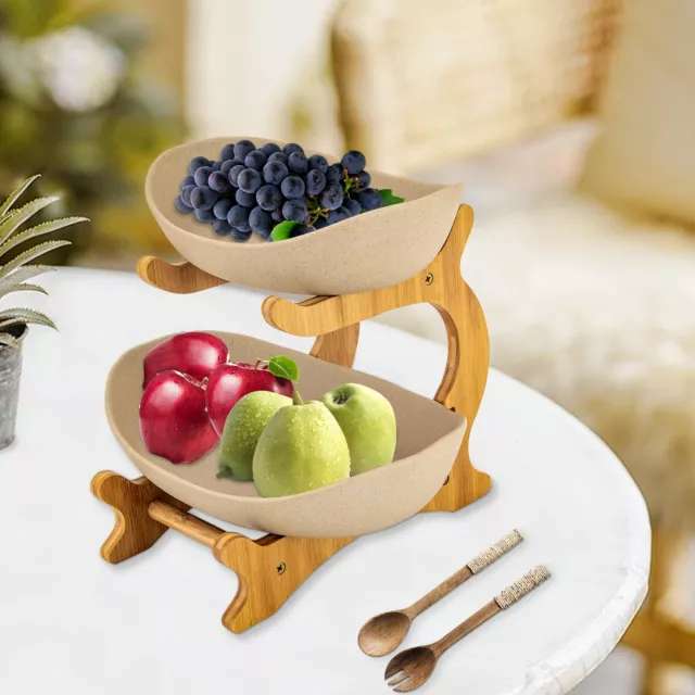 2 Layers Fruit Basket for Kitchen Countertop Fruit Vegetable Basket Bowl Pottery