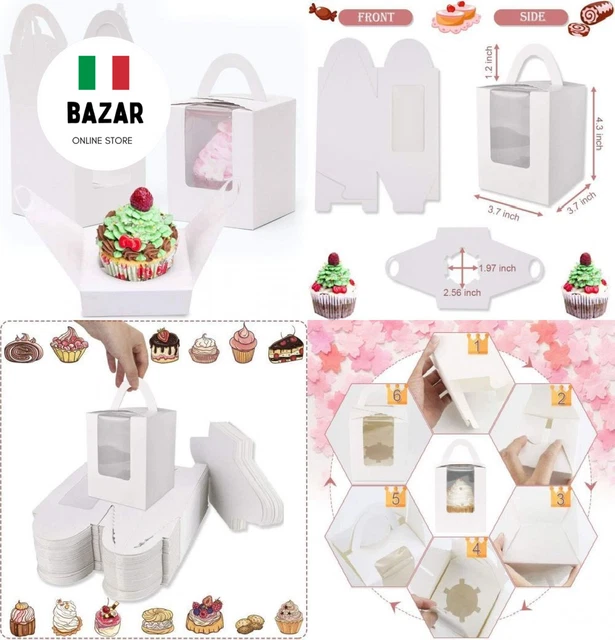 30 Scatole Cupcake 6 Fori Con Finestra | Cartone Alimentare 24x16x7.5cm - Foto 2