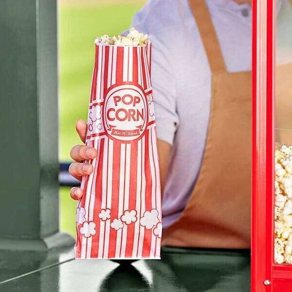100 Popcorn Bags 1 oz Carnival King 3 1/2" x 2 1/4" x 8 1/4"  Free Ship USA Only