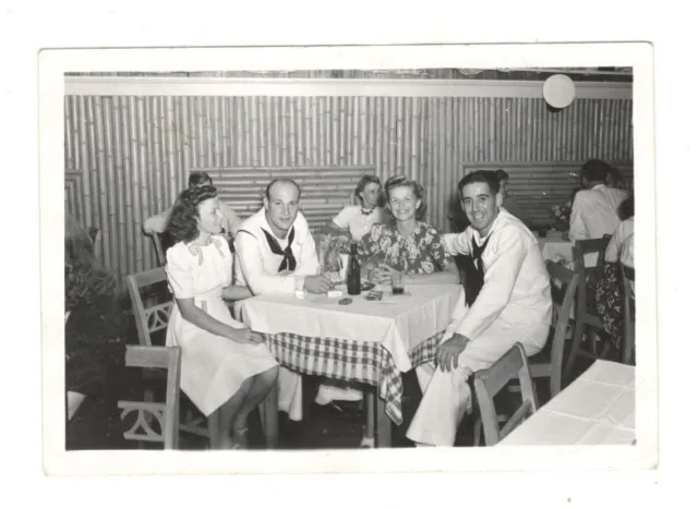 1942 Photo Sailors Best Gals Bamboo Bar Jacksonville Beach FL WWII Era 40's 5A1