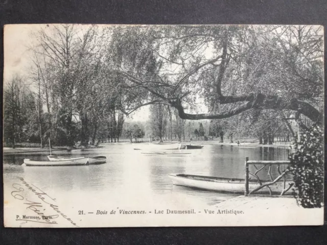 cpa PARIS BOIS de VINENNES LAC DAUMESNIL Artistic view of boats Fernande PROUST