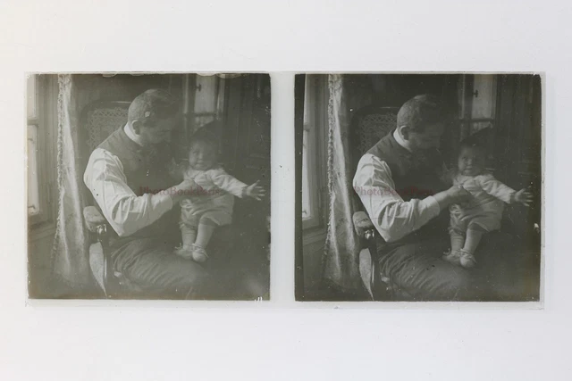 Famille France Photo Stereo Amateur P50L6n6 Plaque de verre Vintage c1910