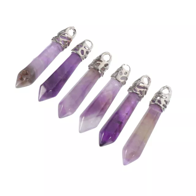 6 Pcs pendants Jewelry Making Gemstone Chakra Crystal Pointed