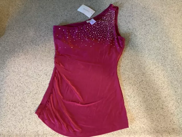 Cache Women's One Shoulder Sleeveless Top Silver Accent Sz XS MSRP $88.00 Cache Women's One Shoulder Sleeveless Top Silver Accent Sz XS MSRP $88.00