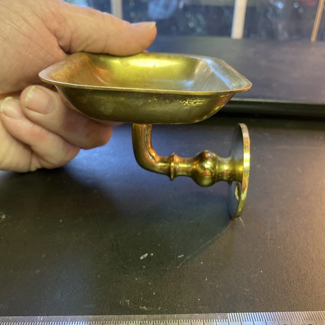 ANTIQUE VINTAGE OLD ORIGINAL Victorian BATHROOM BRASS SOAP HOLDER WALL DISH