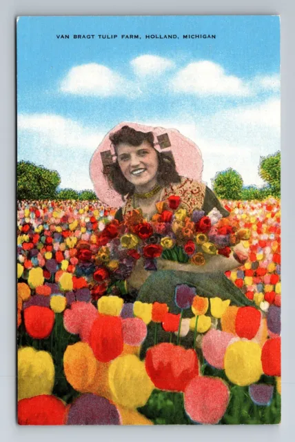 Holland MI-Michigan, Van Bragt Tulip Farm, Vintage Postcard