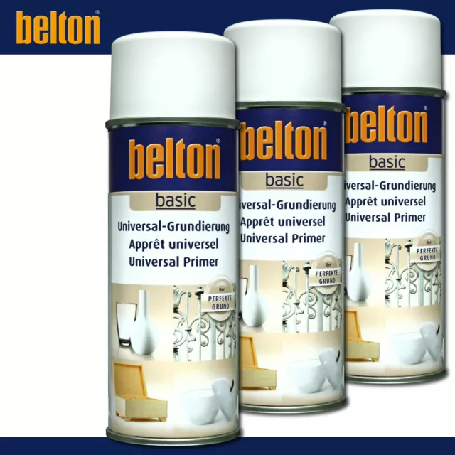 Peinture Belton Basique 6 x 400 ML Couche de Fond Universelle Blanc Spray