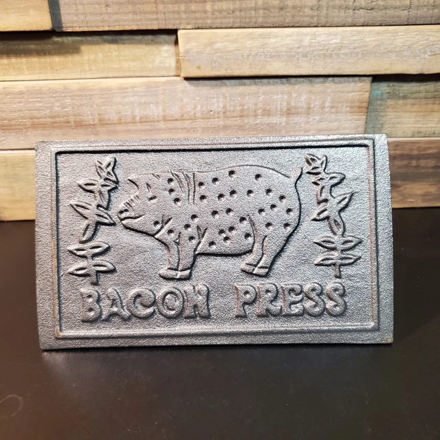 Cast Iron 7 Inch Bacon Press with Wood Handle Heavy Duty Ships Tomorrow