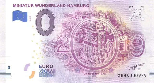 0 Euro Souvenir Banknote - Miniatur Wunderland Hamburg 2019-7