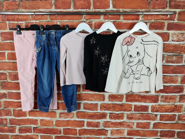 T-Shirt Top Pantaloni Con Corda Per Ragazze Età 4-5 Anni Zara Next Ecc Jeans 110Cm