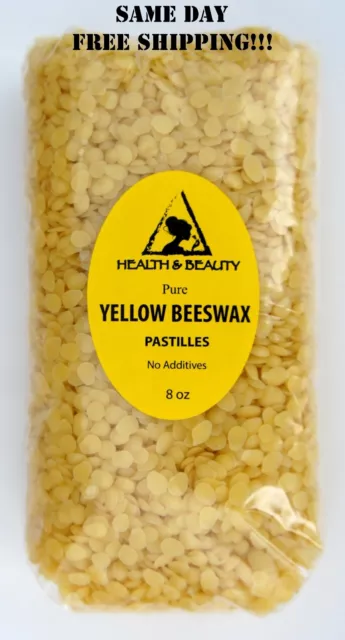 Yellow Beeswax Bees Wax Organic Pastilles Beads Premium 100% Pure 8 Oz