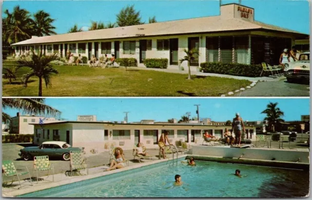 Miami Beach, Florida Postcard "BIMINI BAY MOTEL" Collins Ave. / Pool Scene -1960