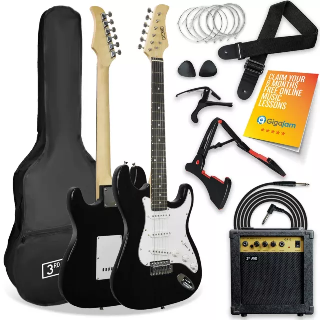 3rd Avenue 4/4 Size Electric Guitar Pack - Black - Clearance