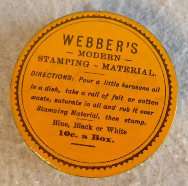 Webber's Modern Stamping Material Tin Container Box Black Vintage