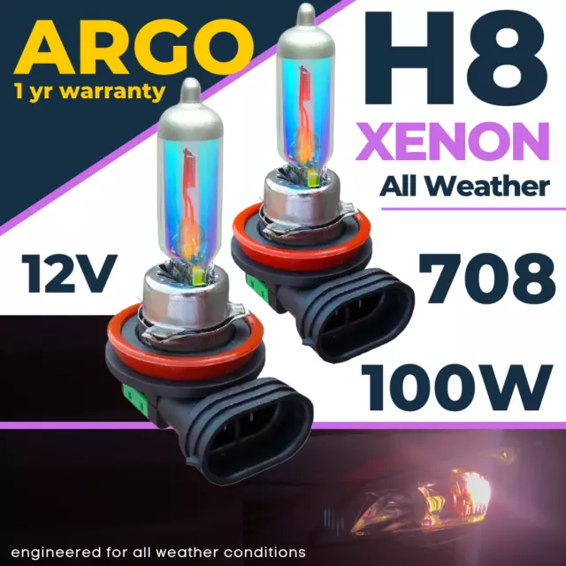 H8 Xenon White 100w Car Weather 708 Headlight Bulbs Fog Light Lamps DRL Hid 12v