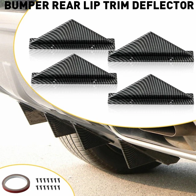 4x Rear Car Bumper Diffuser Lip Fins Shark Splitter Accessories Carbon Fiber