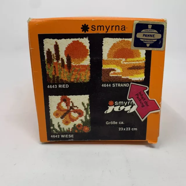 Smyrna Latch Hook Kit German Vintage 23cm Square 9 inch Sunset #4644 STRAND yarn