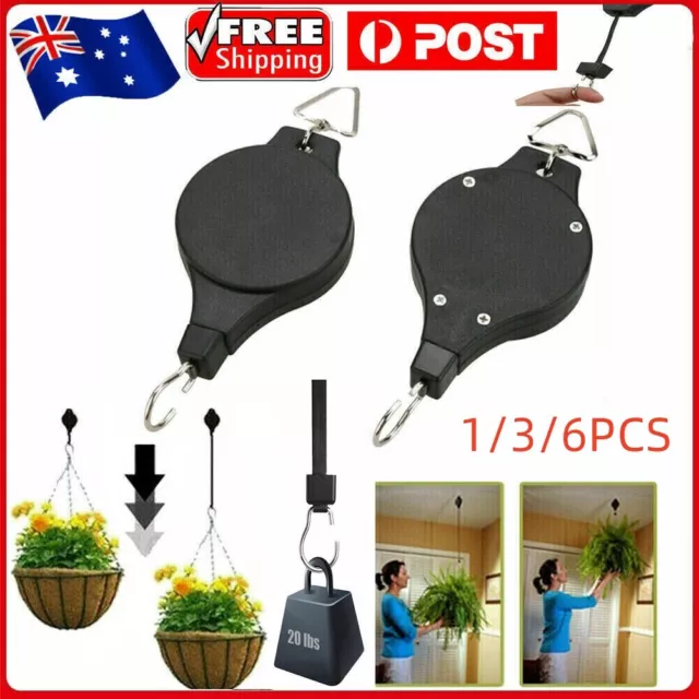 Retractable Plant Hanging Hook Flower Basket Pot Hangers Pulley Pull Down Holder