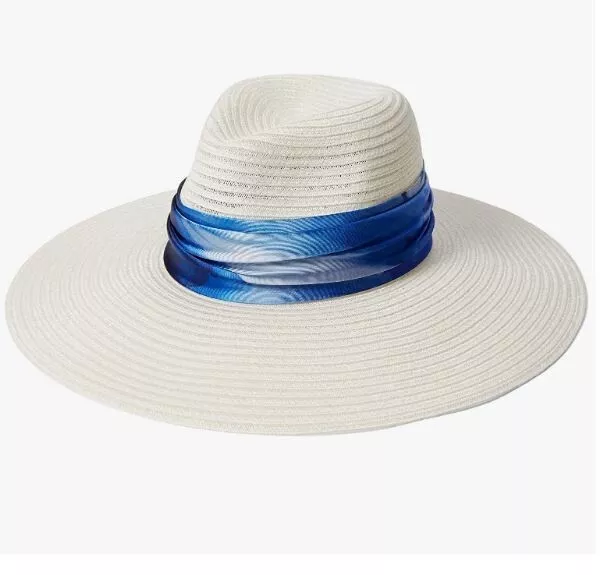 EUGENIA KIM Cassidy packable hemp women's wide brim fedora sun hat -WHITE