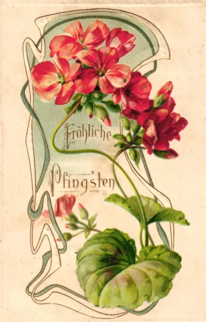 Pfingsten, Blumen, Jugendstil-AK, Prägekarte, 1903