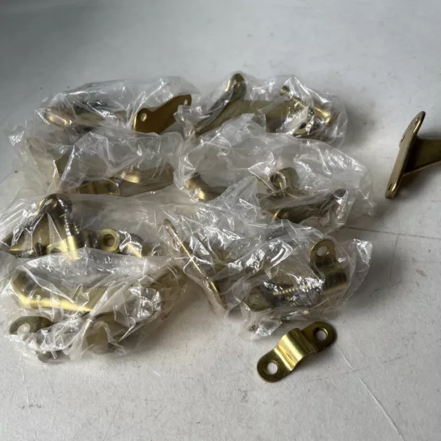 VINTAGE LOT OF 8 CAST BRASS COAT HANGER HALLWAY CLOSET - NEW  (t1)