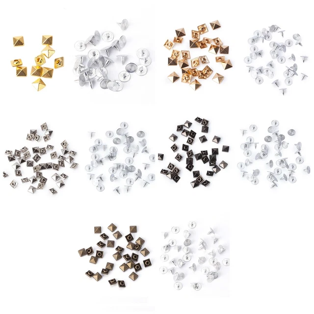 500 Rivetti Piramidali Quadrati A 4 Griffe Per Pelle, Borchie Fai Da Te Per Giacca E Accessori Punk – Nero 10mm - 3